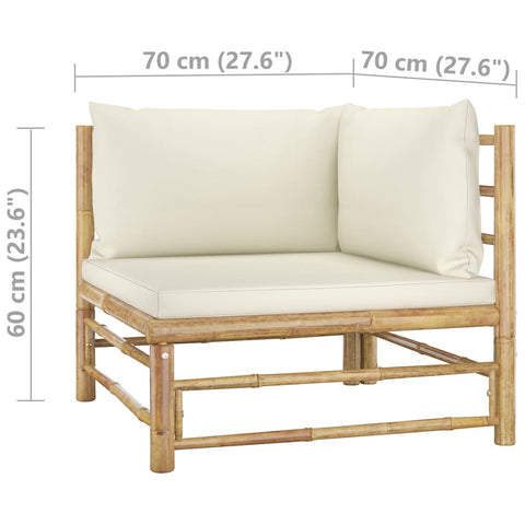 10-tlg. Garten-Lounge-Set mit Cremeweißen Kissen Bambus - kalb-Living.de