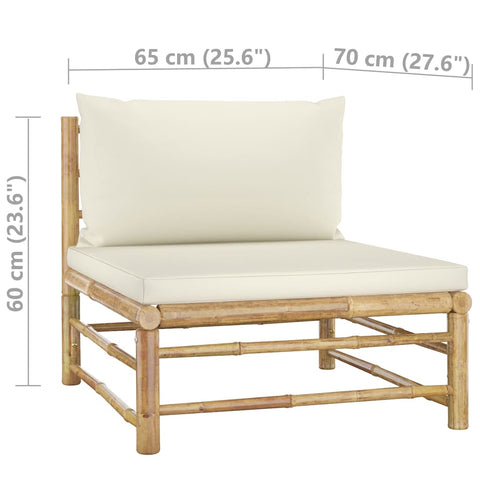 10-tlg. Garten-Lounge-Set mit Cremeweißen Kissen Bambus - kalb-Living.de