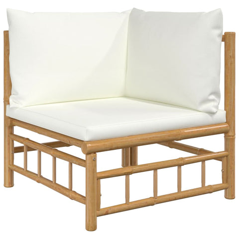 10-tlg. Garten-Lounge-Set mit Cremeweißen Kissen Bambus - kalb-Living.de