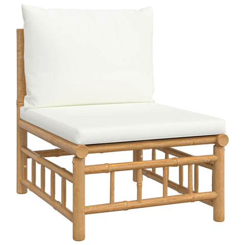 10-tlg. Garten-Lounge-Set mit Cremeweißen Kissen Bambus - kalb-Living.de