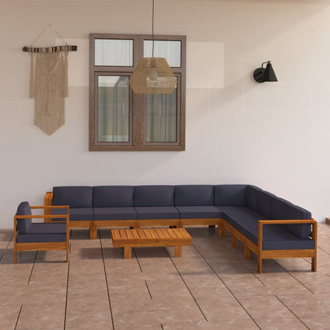 10-tlg. Garten-Lounge-Set mit Dunkelgrauen Auflagen Akazienholz - kalb-Living.de