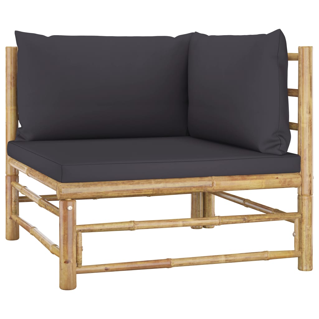 10-tlg. Garten-Lounge-Set mit Dunkelgrauen Kissen Bambus - kalb-Living.de