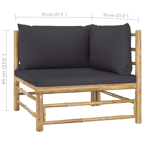 10-tlg. Garten-Lounge-Set mit Dunkelgrauen Kissen Bambus - kalb-Living.de