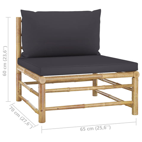 10-tlg. Garten-Lounge-Set mit Dunkelgrauen Kissen Bambus - kalb-Living.de