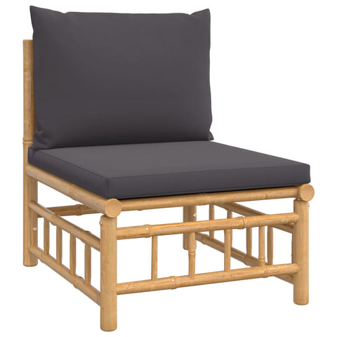10-tlg. Garten-Lounge-Set mit Dunkelgrauen Kissen Bambus - kalb-Living.de