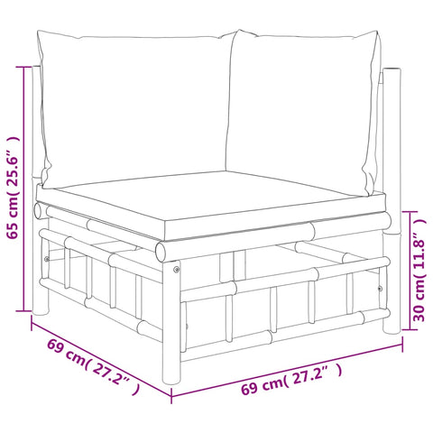 10-tlg. Garten-Lounge-Set mit Dunkelgrauen Kissen Bambus - kalb-Living.de