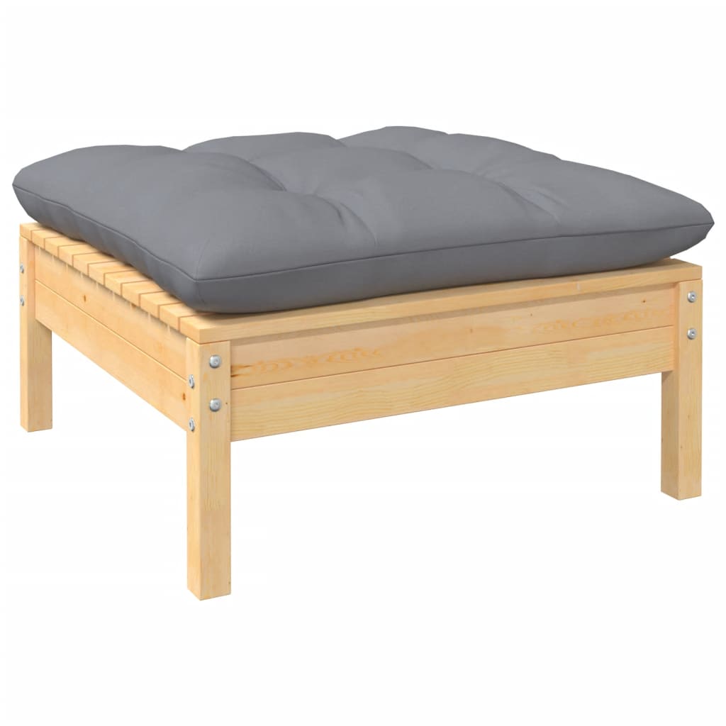 10-tlg. Garten-Lounge-Set mit Grauen Kissen Kiefer Massivholz - kalb-Living.de