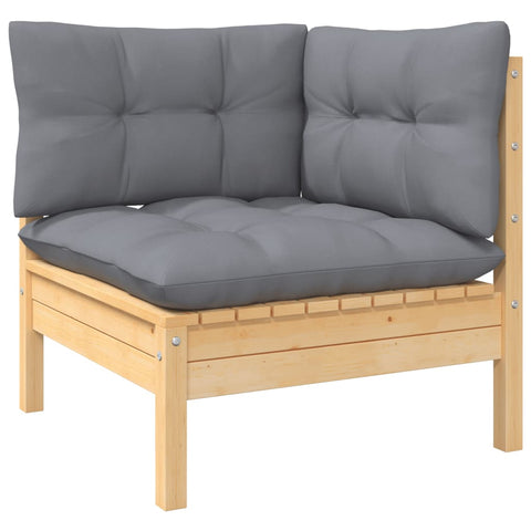 10-tlg. Garten-Lounge-Set mit Grauen Kissen Kiefer Massivholz - kalb-Living.de