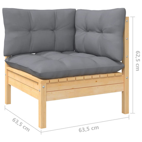 10-tlg. Garten-Lounge-Set mit Grauen Kissen Kiefer Massivholz - kalb-Living.de