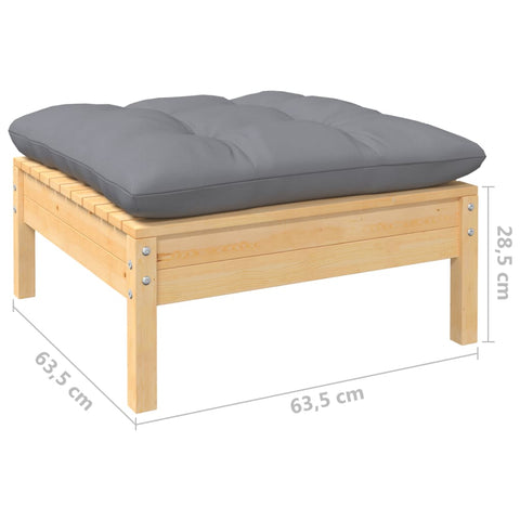10-tlg. Garten-Lounge-Set mit Grauen Kissen Kiefer Massivholz - kalb-Living.de
