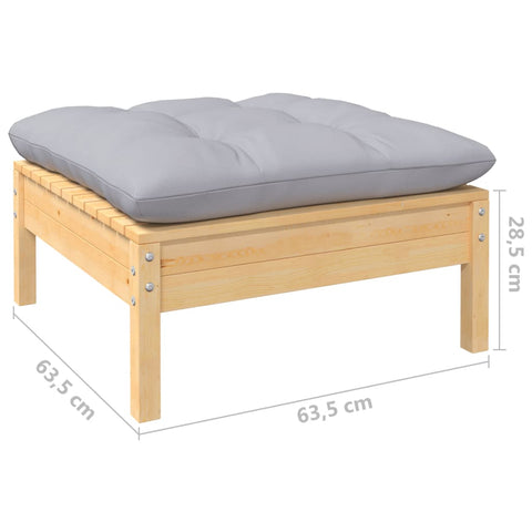 10-tlg. Garten-Lounge-Set mit Grauen Kissen Kiefer Massivholz - kalb-Living.de