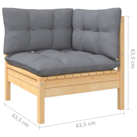 10-tlg. Garten-Lounge-Set mit Grauen Kissen Kiefer Massivholz - kalb-Living.de