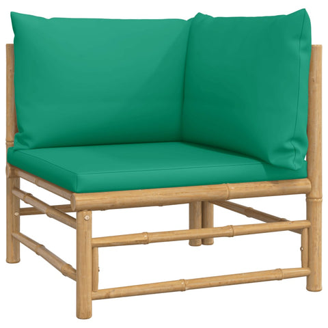 10-tlg. Garten-Lounge-Set mit Grünen Kissen Bambus - kalb-Living.de
