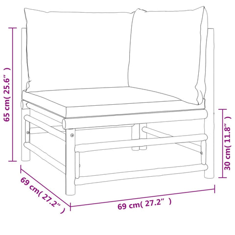 10-tlg. Garten-Lounge-Set mit Grünen Kissen Bambus - kalb-Living.de