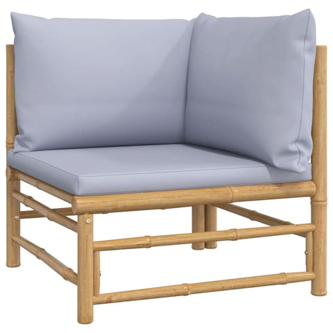 10-tlg. Garten-Lounge-Set mit Hellgrauen Kissen Bambus - kalb-Living.de