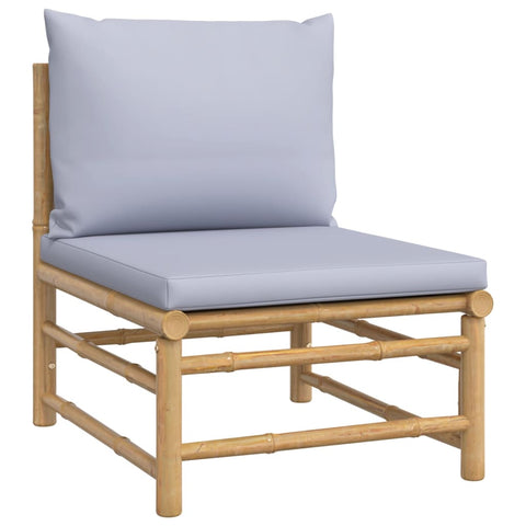 10-tlg. Garten-Lounge-Set mit Hellgrauen Kissen Bambus - kalb-Living.de