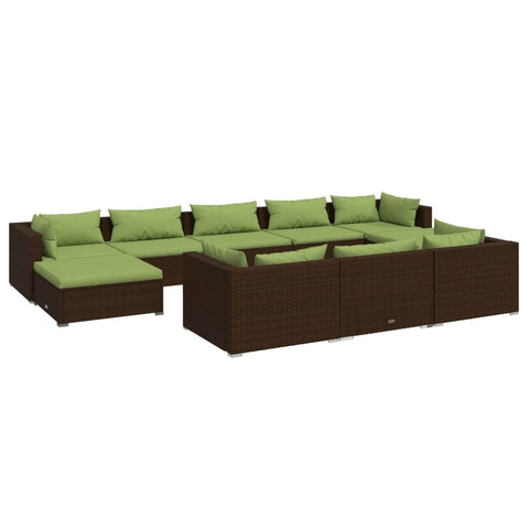 10-tlg. Garten-Lounge-Set mit Kissen Braun Poly Rattan - kalb-Living.de