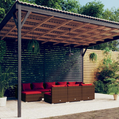 10-tlg. Garten-Lounge-Set mit Kissen Braun Poly Rattan - kalb-Living.de