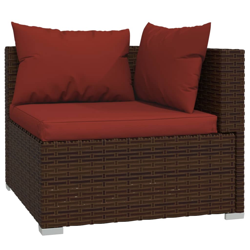 10-tlg. Garten-Lounge-Set mit Kissen Braun Poly Rattan - kalb-Living.de