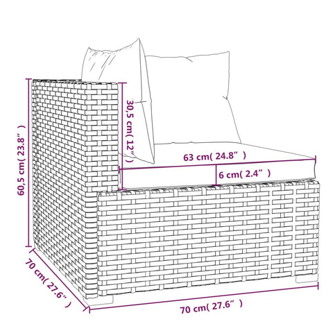 10-tlg. Garten-Lounge-Set mit Kissen Braun Poly Rattan - kalb-Living.de