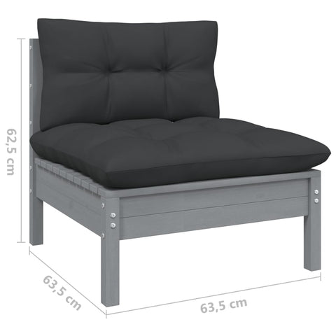 10-tlg. Garten-Lounge-Set mit Kissen Grau Kiefernholz - kalb-Living.de