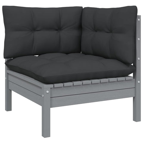 10-tlg. Garten-Lounge-Set mit Kissen Grau Kiefernholz - kalb-Living.de