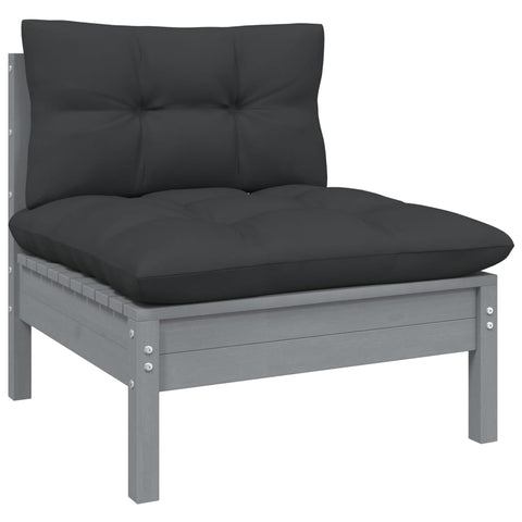 10-tlg. Garten-Lounge-Set mit Kissen Grau Kiefernholz - kalb-Living.de