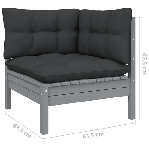 10-tlg. Garten-Lounge-Set mit Kissen Grau Kiefernholz - kalb-Living.de