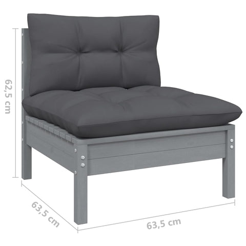 10-tlg. Garten-Lounge-Set mit Kissen Grau Kiefernholz - kalb-Living.de