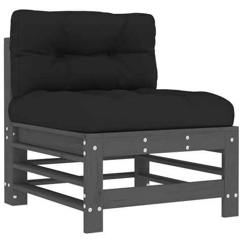 10-tlg. Garten-Lounge-Set mit Kissen Grau Massivholz - kalb-Living.de