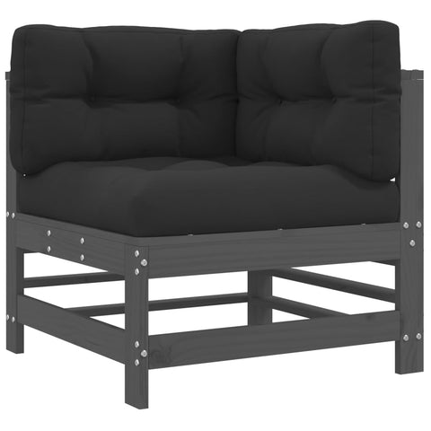 10-tlg. Garten-Lounge-Set mit Kissen Grau Massivholz - kalb-Living.de