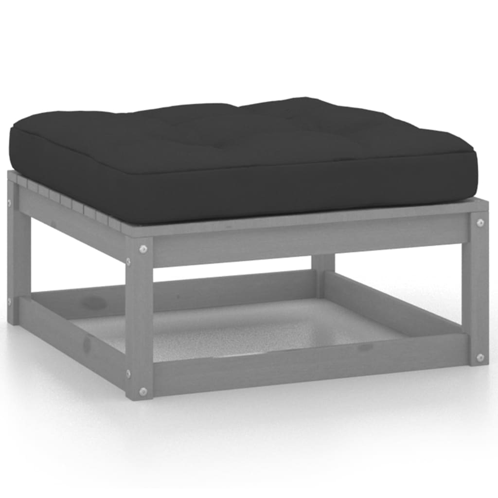 10-tlg. Garten-Lounge-Set mit Kissen Grau Massivholz Kiefer - kalb-Living.de