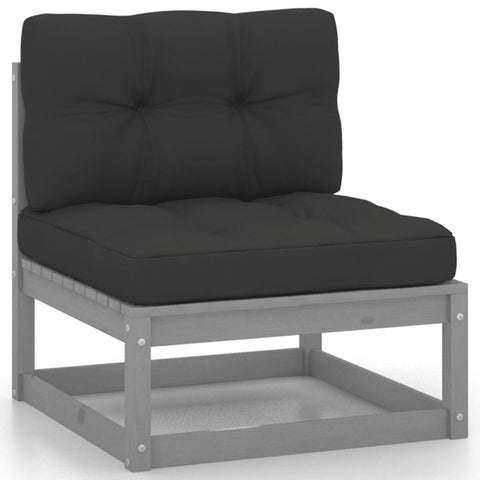 10-tlg. Garten-Lounge-Set mit Kissen Grau Massivholz Kiefer - kalb-Living.de