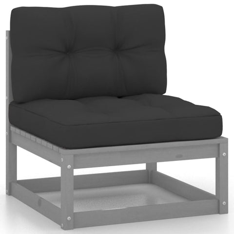 10-tlg. Garten-Lounge-Set mit Kissen Grau Massivholz Kiefer - kalb-Living.de
