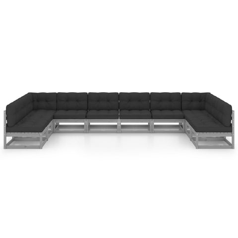10-tlg. Garten-Lounge-Set mit Kissen Grau Massivholz Kiefer - kalb-Living.de