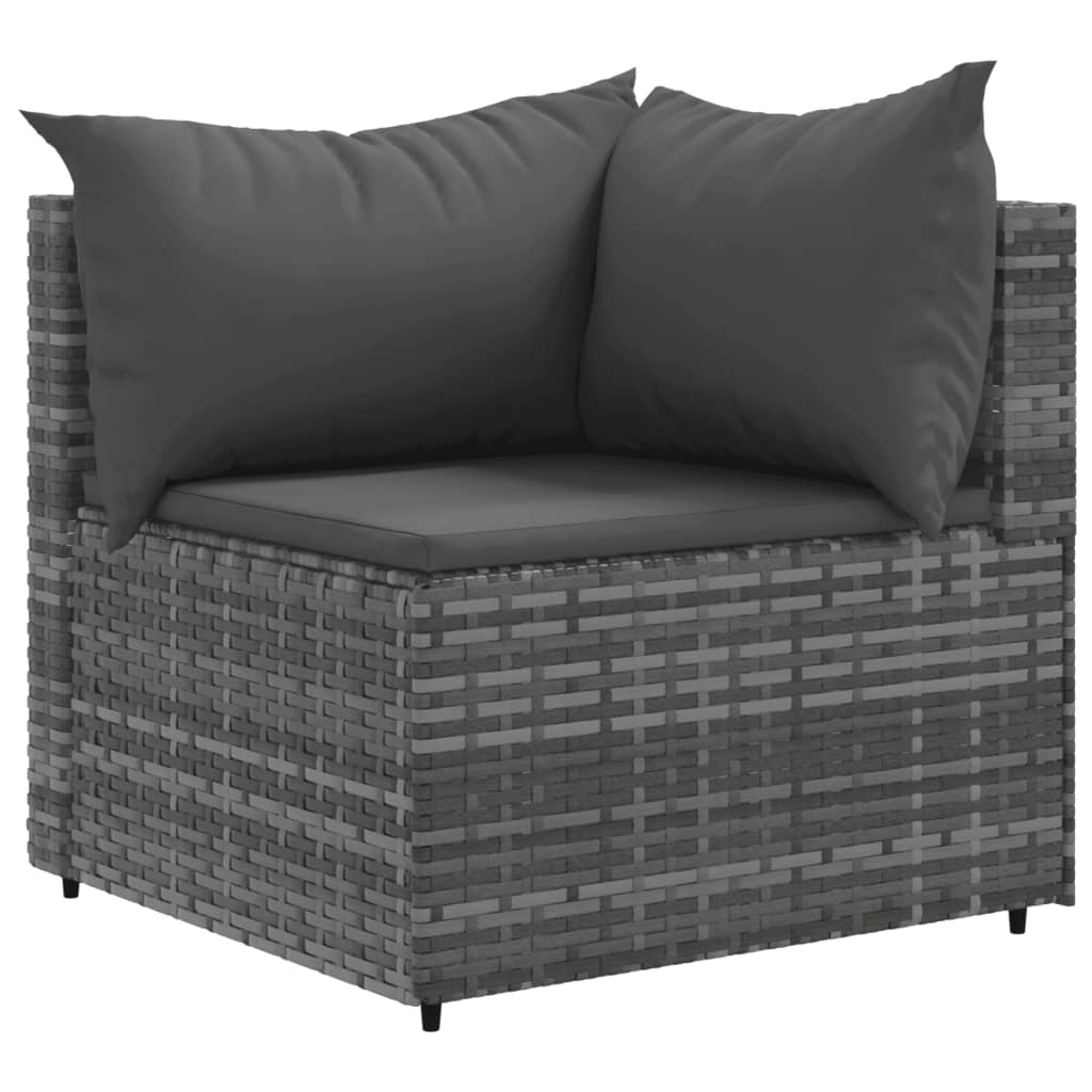 10-tlg. Garten-Lounge-Set mit Kissen Grau Poly Rattan - kalb-Living.de