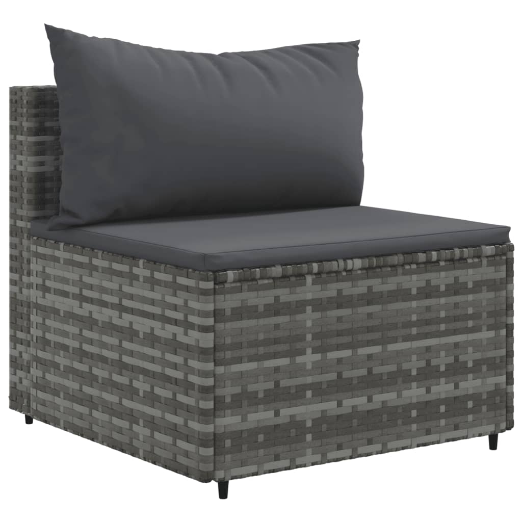 10-tlg. Garten-Lounge-Set mit Kissen Grau Poly Rattan - kalb-Living.de