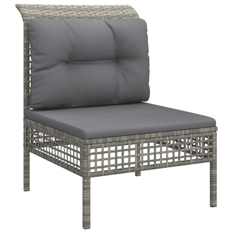 10-tlg. Garten-Lounge-Set mit Kissen Grau Poly Rattan - kalb-Living.de