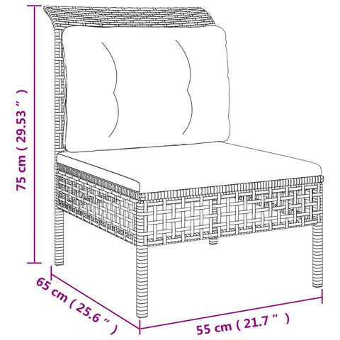 10-tlg. Garten-Lounge-Set mit Kissen Grau Poly Rattan - kalb-Living.de