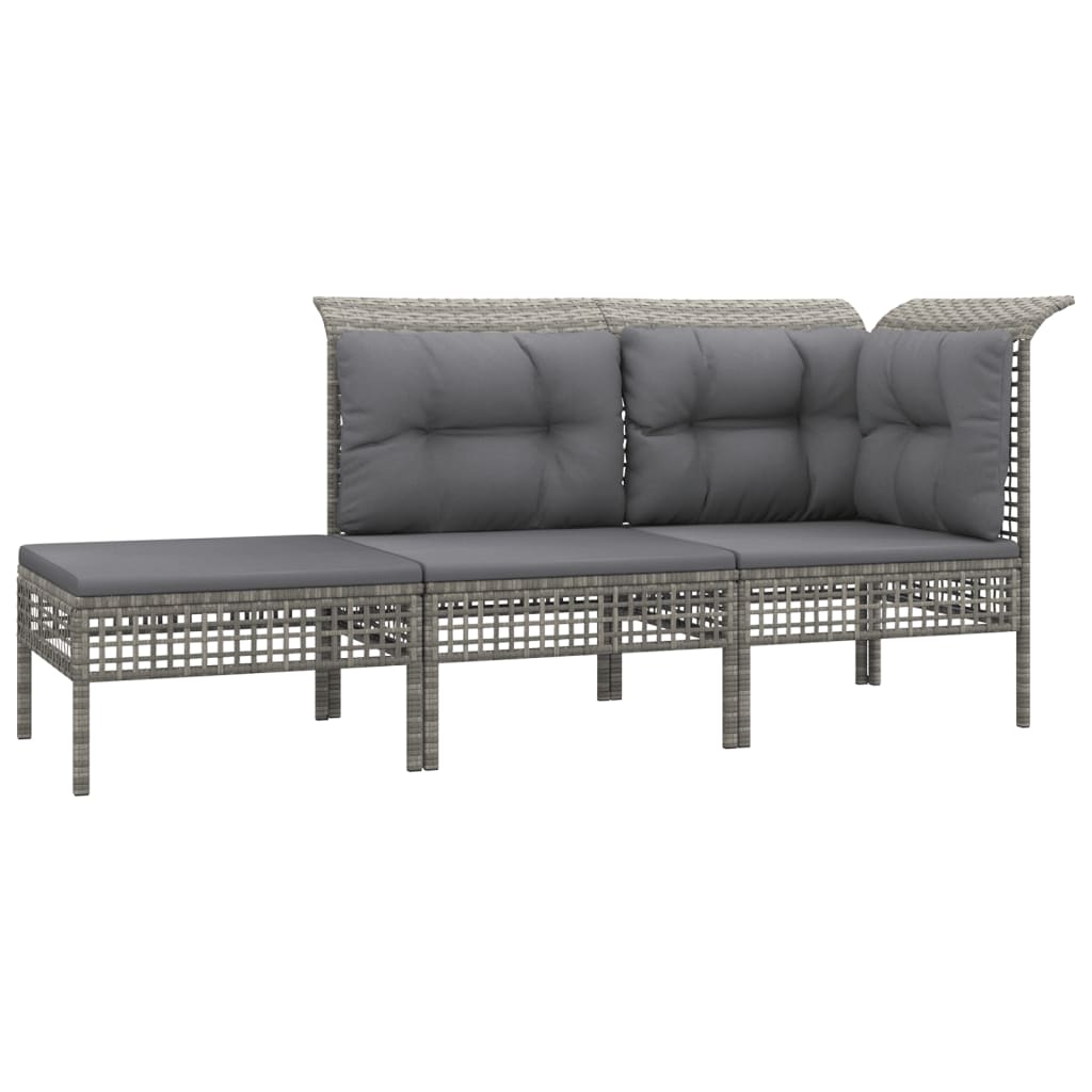 10-tlg. Garten-Lounge-Set mit Kissen Grau Poly Rattan - kalb-Living.de
