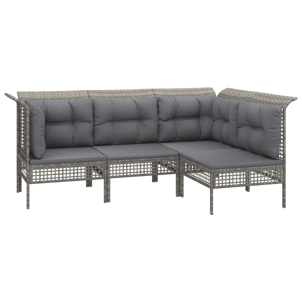 10-tlg. Garten-Lounge-Set mit Kissen Grau Poly Rattan - kalb-Living.de