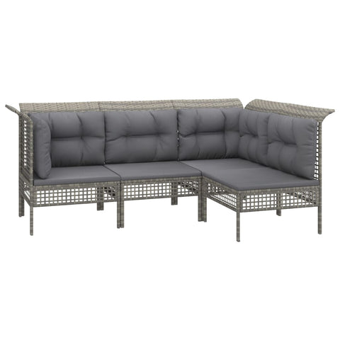 10-tlg. Garten-Lounge-Set mit Kissen Grau Poly Rattan - kalb-Living.de