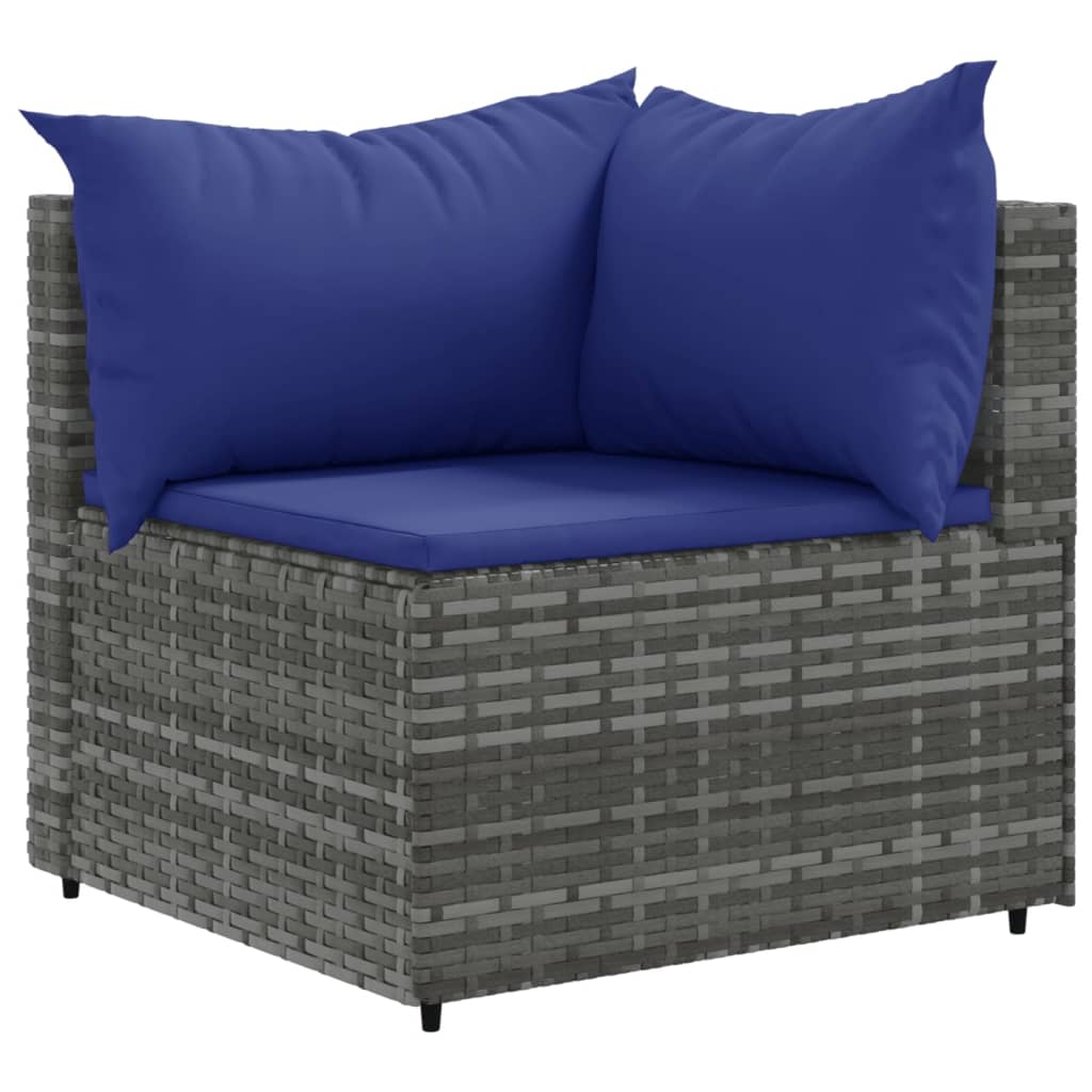 10-tlg. Garten-Lounge-Set mit Kissen Grau Poly Rattan - kalb-Living.de