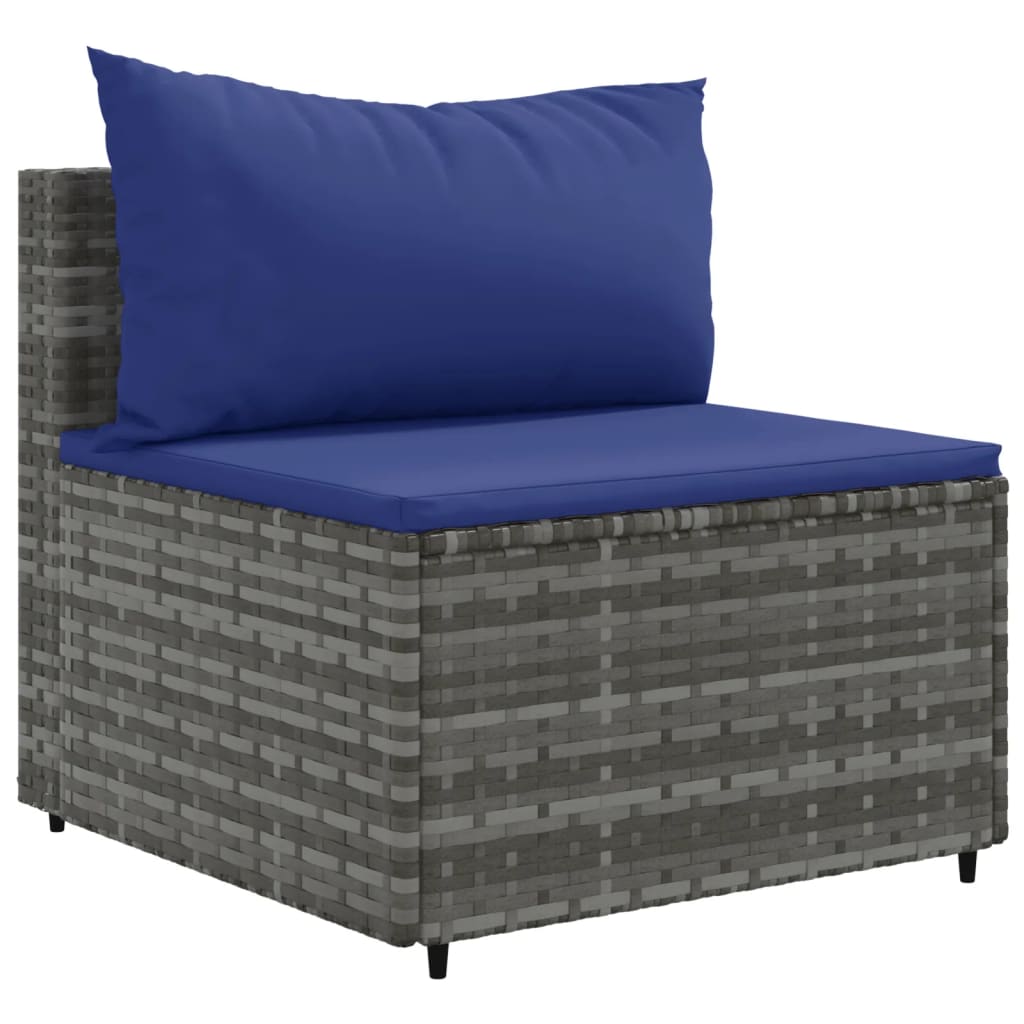 10-tlg. Garten-Lounge-Set mit Kissen Grau Poly Rattan - kalb-Living.de