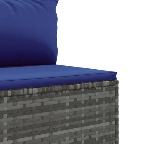 10-tlg. Garten-Lounge-Set mit Kissen Grau Poly Rattan - kalb-Living.de