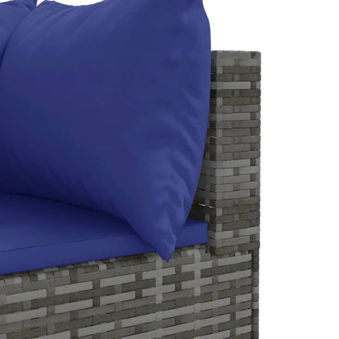 10-tlg. Garten-Lounge-Set mit Kissen Grau Poly Rattan - kalb-Living.de