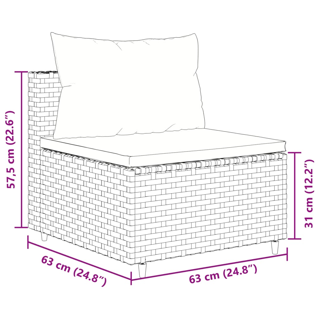 10-tlg. Garten-Lounge-Set mit Kissen Grau Poly Rattan - kalb-Living.de