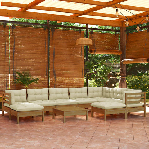 10-tlg. Garten-Lounge-Set mit Kissen Honigbraun Kiefernholz - kalb-Living.de