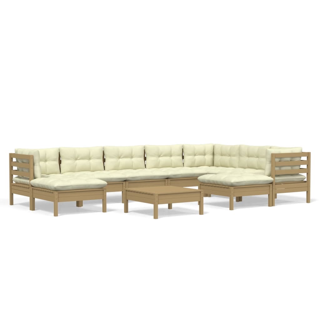 10-tlg. Garten-Lounge-Set mit Kissen Honigbraun Kiefernholz - kalb-Living.de
