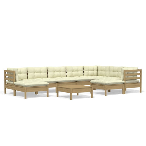 10-tlg. Garten-Lounge-Set mit Kissen Honigbraun Kiefernholz - kalb-Living.de